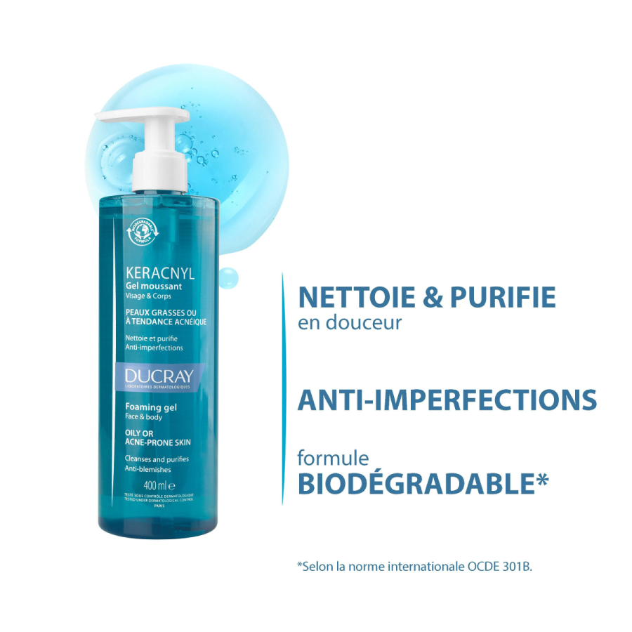 DUCRAY KERACNYL GEL MOUSSANT FACE&BODY  400ML