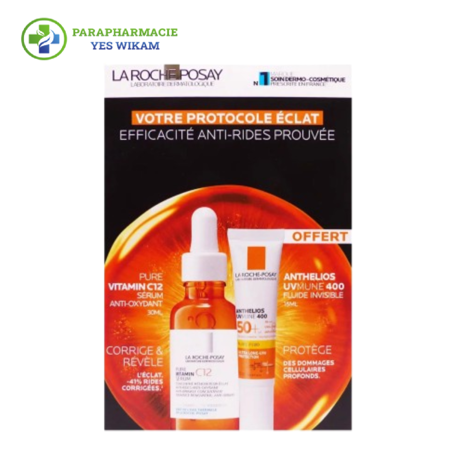 LA ROCHE POSAY COFFRET PURE VITAMIN C12 SERUM + UVMUNE 400 Fluide Invisible 15ML OFFERT
