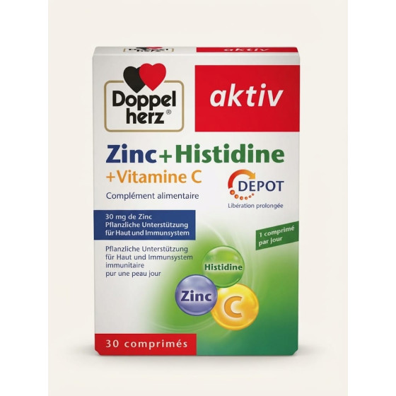 DOPPEL HERZ AKTIV - ZINC + HISTIDINE + VITAMINE C 30 COMPRIMES
