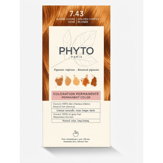 PHYTOCOLOR Coloration Permanente Blond Cuivré Doré 7.43
